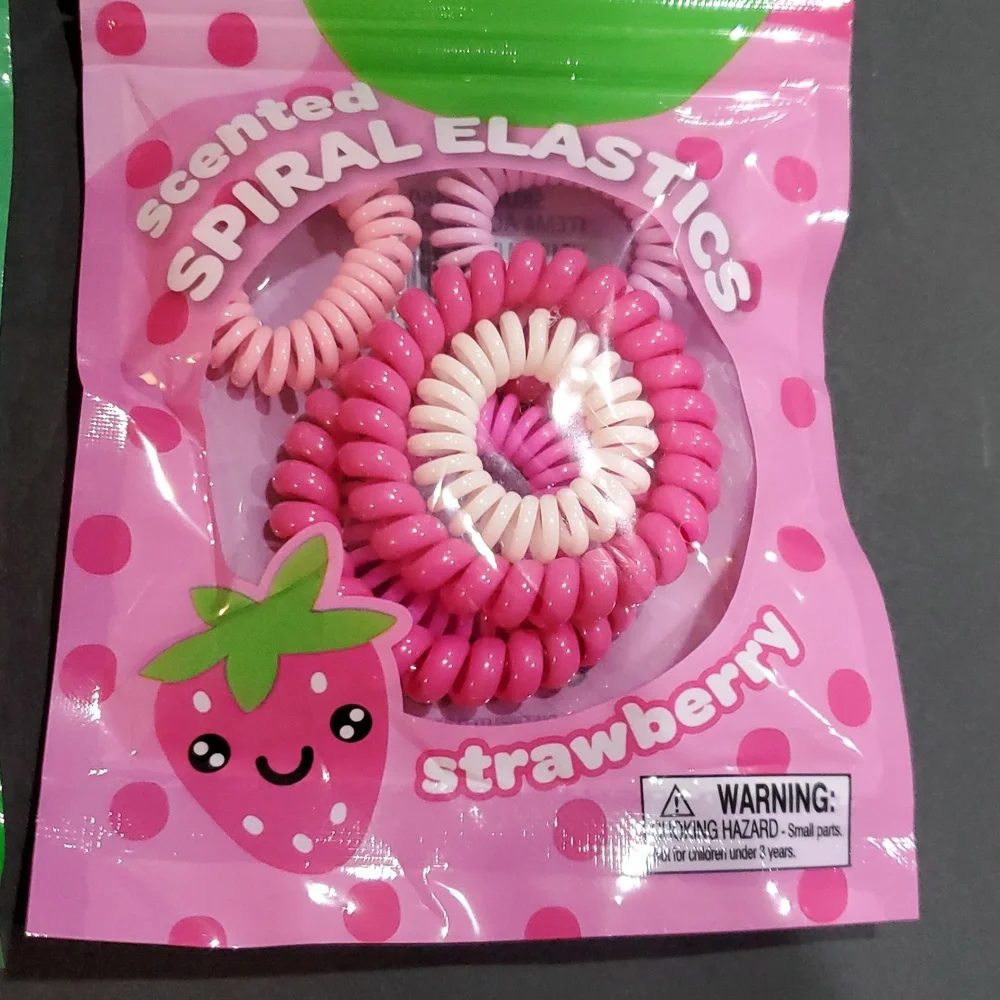 12 piece watermelon‎ and strawberry scented spiral elastics hair coils brand new